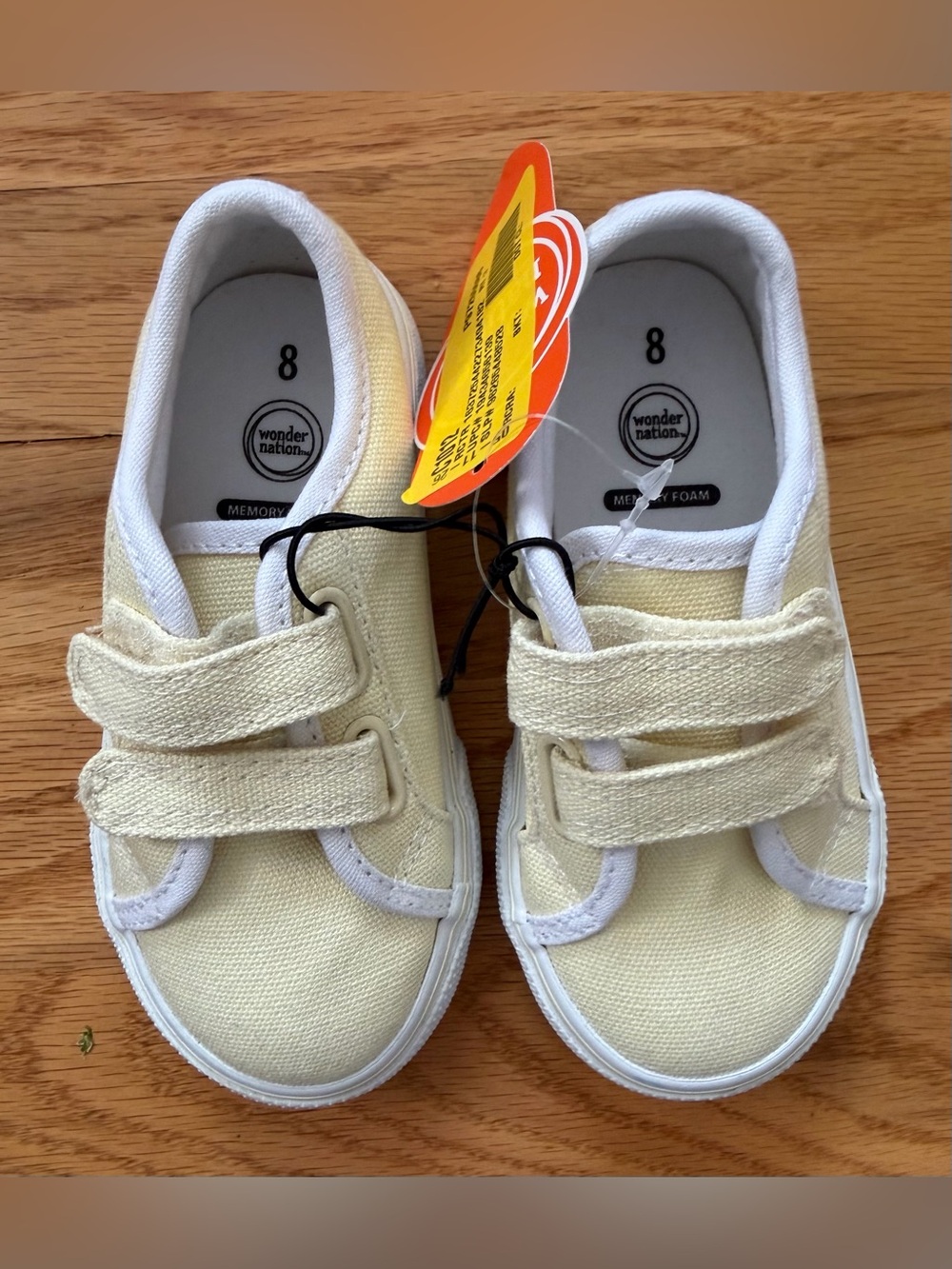 wonder nation Cream Canvas Velcro Kids Sneakers